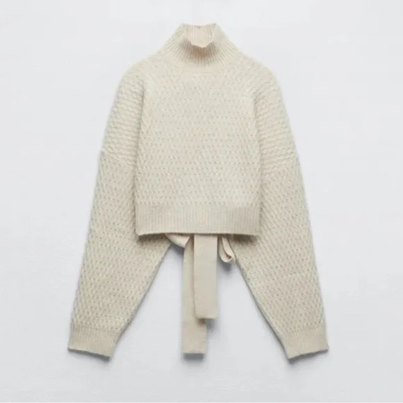 Zara Open Back Knit Mock Neck Sweater - Picture 2 of 7